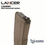 EMG/Angry Gun LANCER SYSTEMS 公式ライセンス L5AWM V2 MWSマガジン – Opaqueシリーズ (BK / FDE)